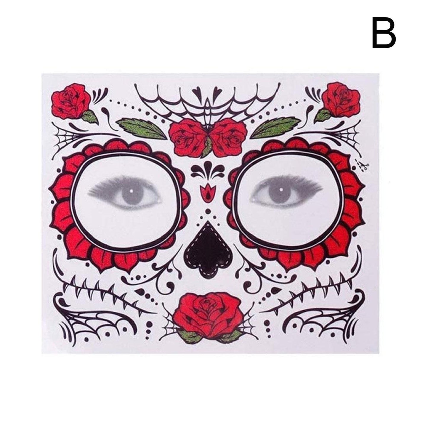 Waterproof Facial Makeup Sticker Special Face tattoo Day Of The Dead Skull Face Dress Up Halloween Temporary Tattoo Stickers