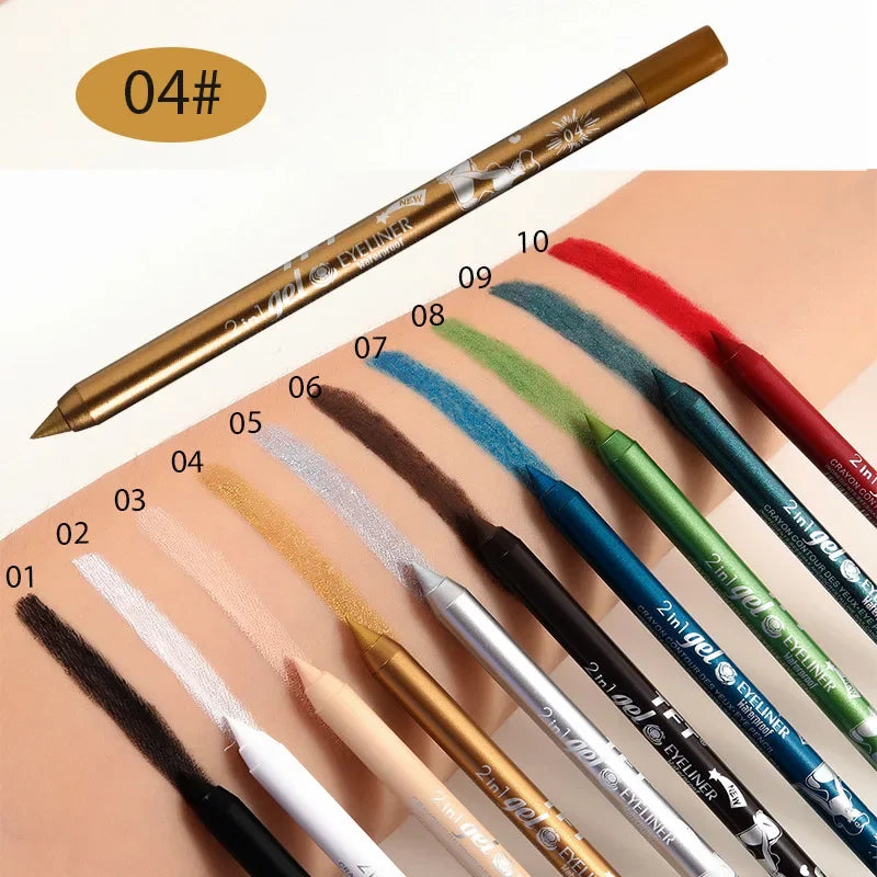 qgtao 7 Colors Waterproof 2 In 1 Eyeliner Lipliner Pencil Blue White Black Eyeliner Gel Pen Easy Wear Lasting Eyes Makeup Cosmetic