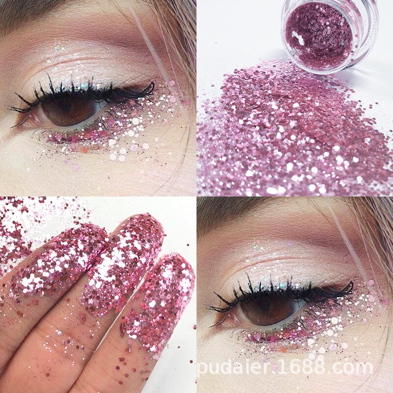 NEW 1Pc Glitter Glam Eye Sparkly Glitter Hair Shimmer Gel Flash Heart Loose Sequins Glitter Eyeshadow Party Face Body Decoration