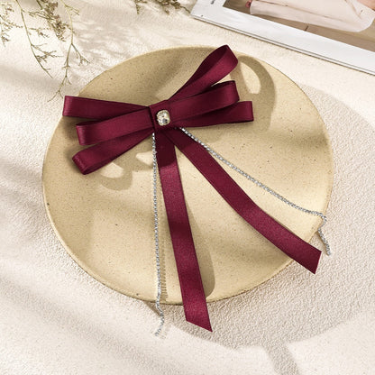 AWAYTR New Bow Pearls Chain Barrettes Hairpins For Women Rhinestone Spring Hair Clips Ribbon Headband Ponytail Hair Accessories