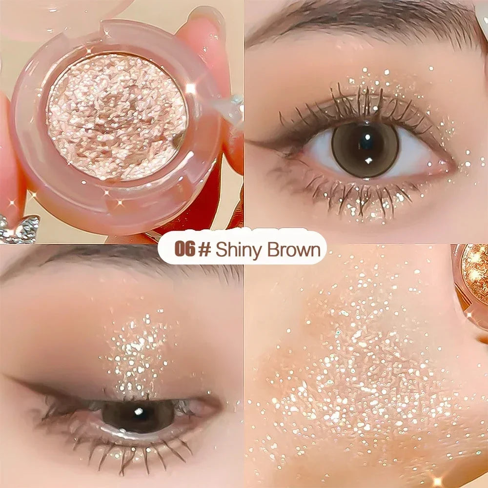 qgtao  -  Diamond Glitter Monochrome Eyeshadow Palette Discoloration Eyeshadow Highlighter Sequins Waterproof Lasting Eyes Makeup Pigments