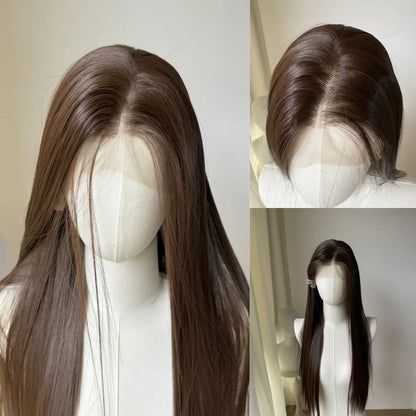 qgtao  -  Brown Wig 13*4 Lace Front Wig for Women Long Straight Hair High Quality Heat Resistant Synthetic Wigs for Daily Use Cosplay