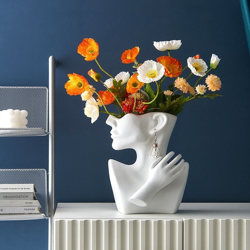 Nordic Style Ceramic Vase Woman Body Model Modern Body Art Vase Home Decoration Creative Flower Pot Living Room Decoration