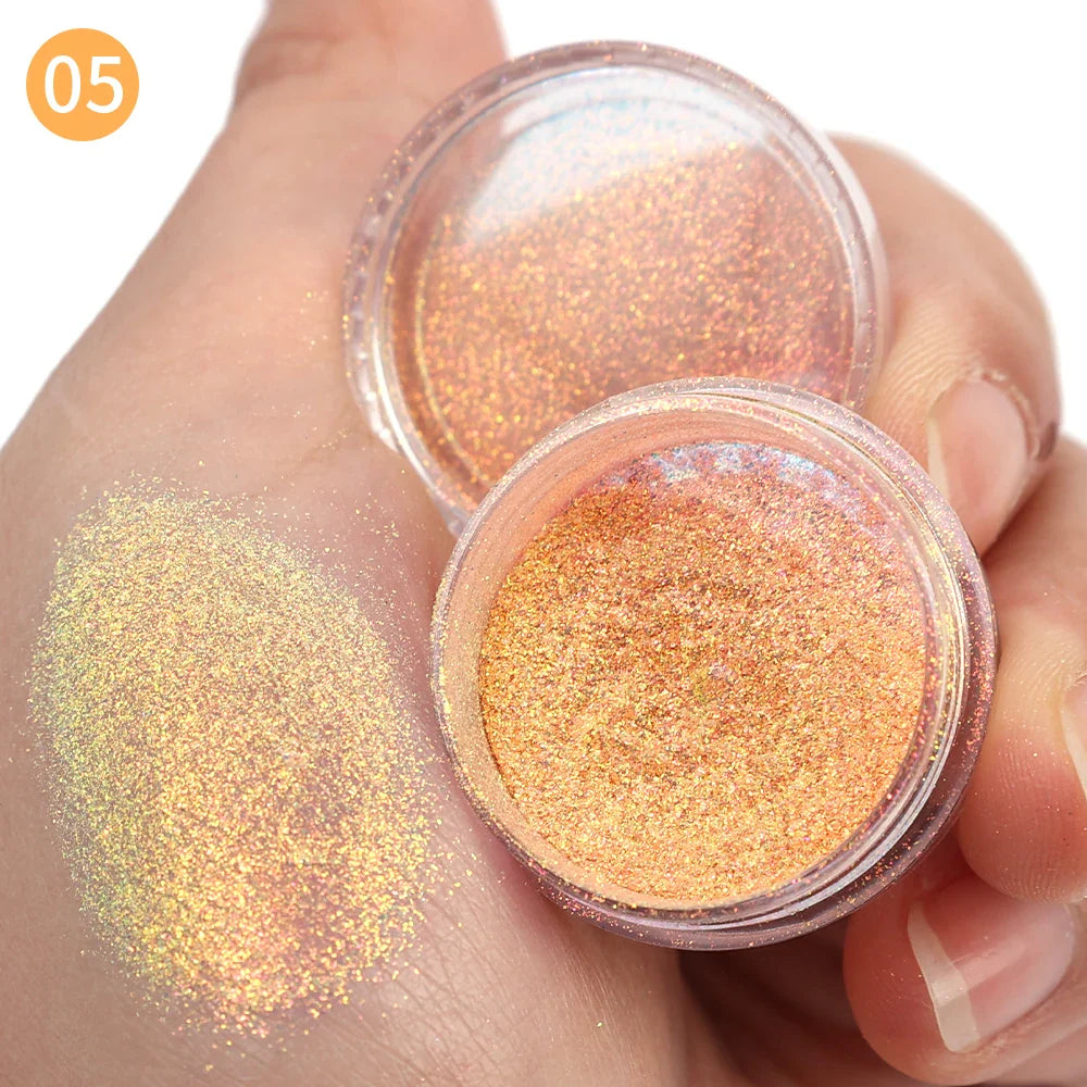 qgtao 12 Colors Polarized Eyeshadow Powder Long Lasting Waterproof Pearlescent Glitter Matte Green Pink Blue Loose Powder Eyes Makeup