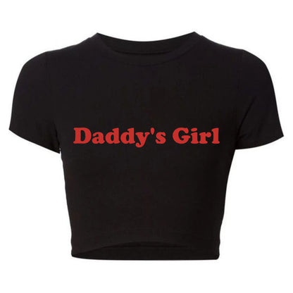 Daddy's Girl Funny Letters Print Women Cropped Top Harajuku Kawaii Clothes 2000s Grunge T Shirt Baby Tee Tshirt Dropshipping