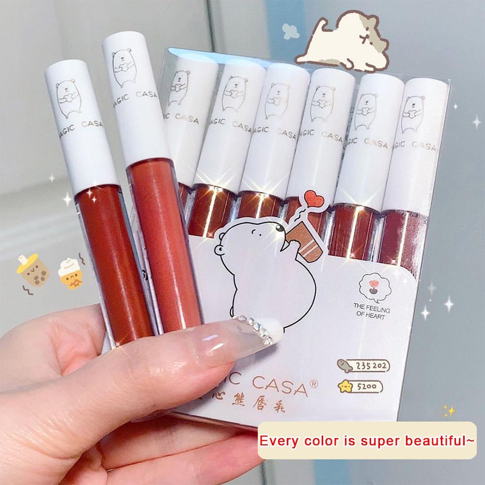 6pcs/set Waterproof Lipstick Sexy Red Lip Lip Stick Vintage Matte Velvet Lip Gloss Long Lasting Non-stick Cup Makeup Cosmetics