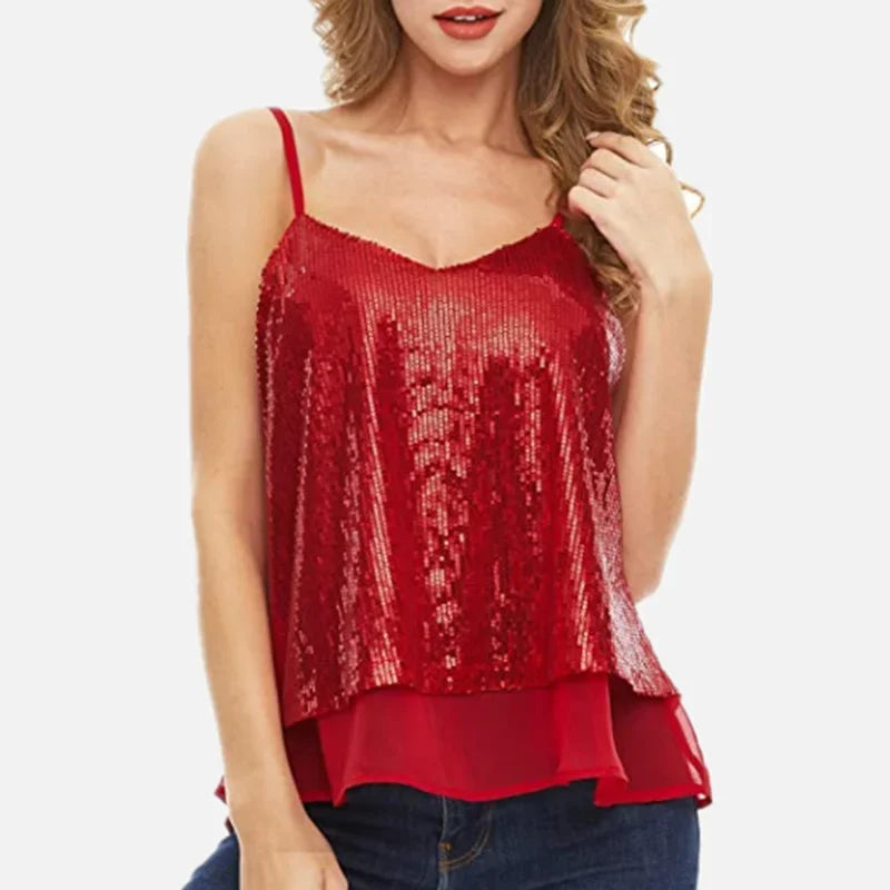 Sexy Tops Vintage Summer Tank Top Women Casual Camis Sequin Ladies Tee Streetwear Blusas Fashion y2k Club Shirt Woman Clothes