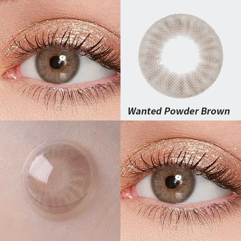 qgtao 1 Pair 14mm Colored Contact Lenses For Eyes Fashion Natural Brown Lenses Small Beautiful Pupil with Myopia Degree Yearly Use