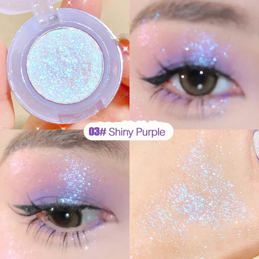 qgtao  -  Diamond Glitter Monochrome Eyeshadow Palette Discoloration Eyeshadow Highlighter Sequins Waterproof Lasting Eyes Makeup Pigments