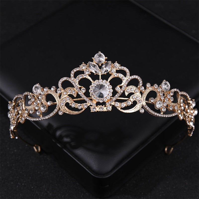 Simulated Pearls Crystal Wedding Tiaras And Crowns For Queen Princess Diadems Gold Silver Color Women Hair Jewelry Hot Sale