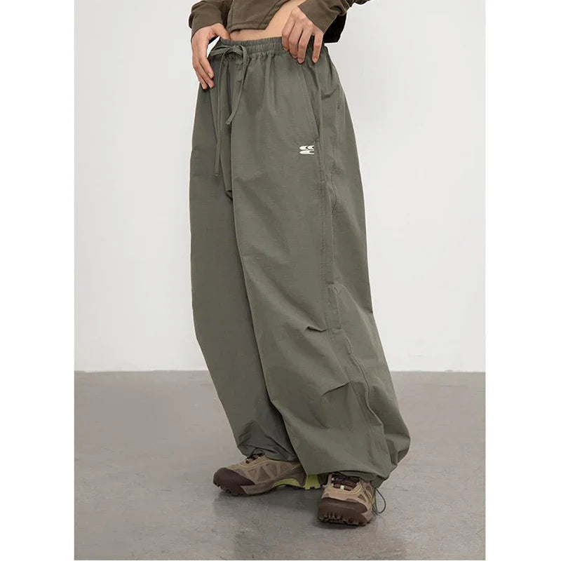 Deeptown Y2k Harajuku Vintage Parachute Pants Women Oversize Baggy Hippie Streetwear Pleated Joggers Trousers Kpop 90s Aesthetic