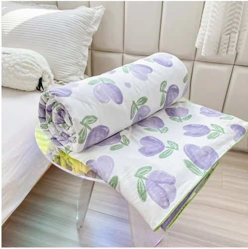 Yeknu Quilt Double Layer Yarn Soybean Fiber Mother And Baby Grade Soft Glutinous Summer Cool Quilt Comfortable Breathable Home Textile