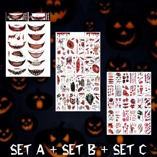 Halloween Prank Makeup Temporary Tattoo 10/5PCS Temporary Face Tattoo DIY Fake Tattoo Party Makeup Stickers Dropshipping