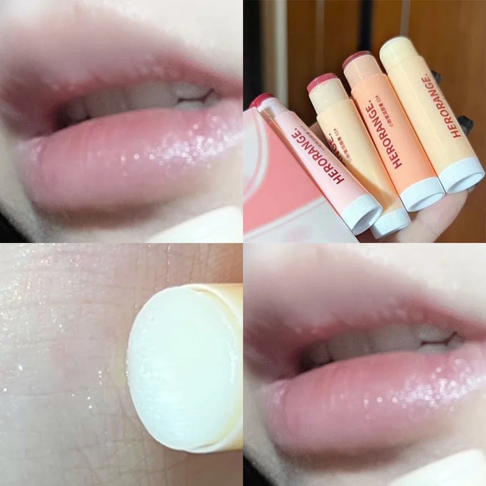 qgtao Colored Moisturizing Lip Balm Set Makeup Jelly Nude Rose Black Tea Lipstick Almond Coffee Lip Tint Primer Colorless Lips Care