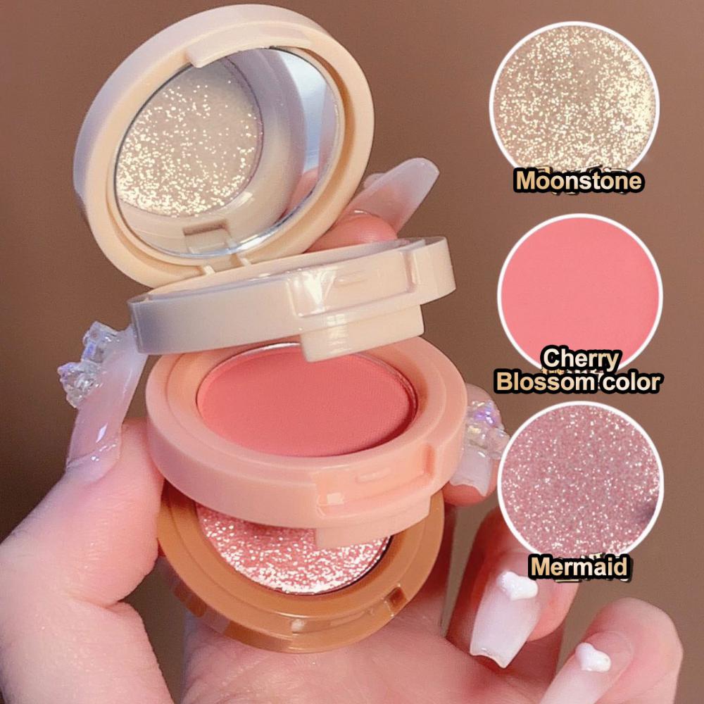 New 3 In 1 Matte Highlighter Blush Palette Pearly Blush Shiny Eyeshadow Multifunctional Face Makeup Palette Female Cosmetics