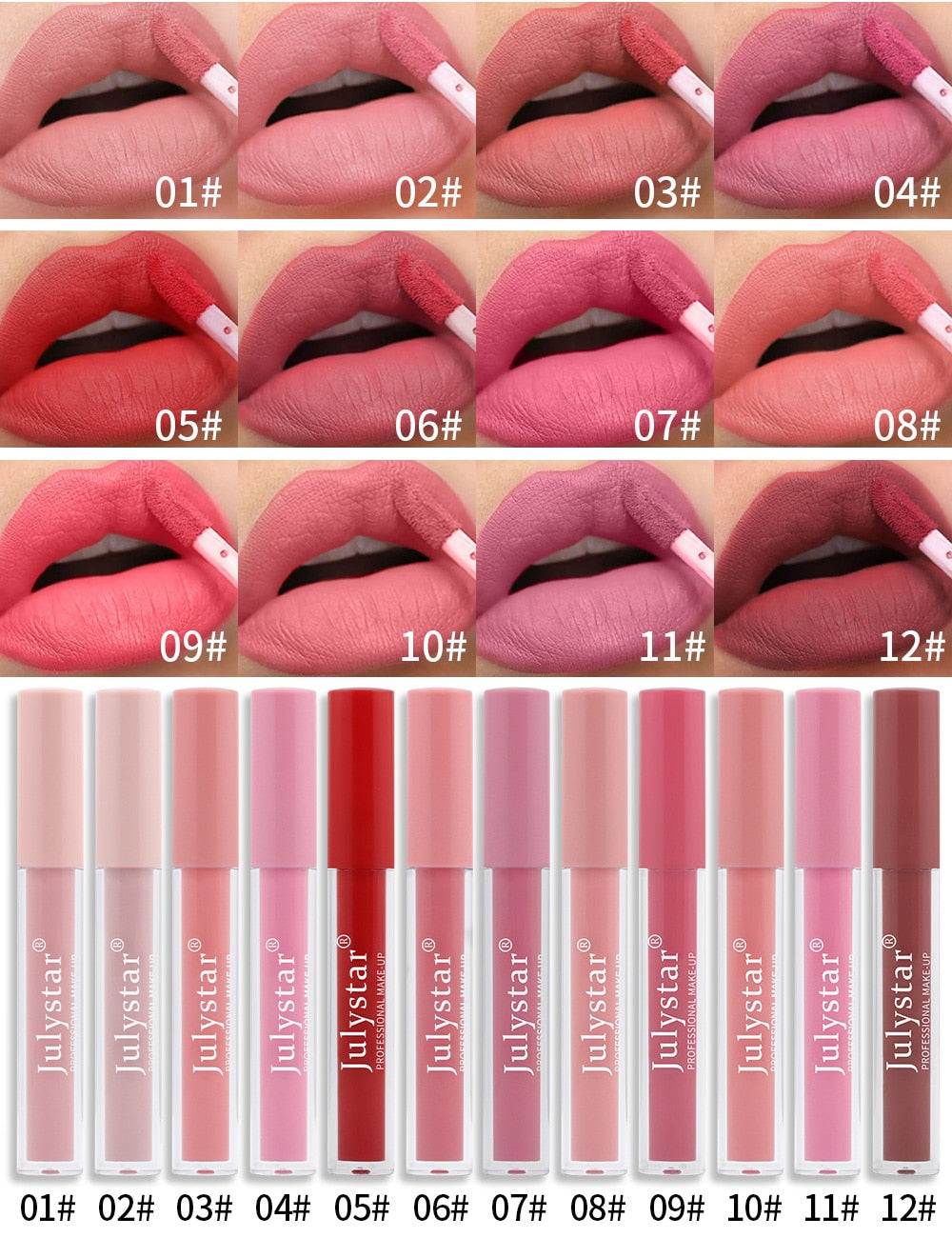 12 Colors Matte Velvet Lip Gloss Waterproof Long Lasting Liquid Lipstick Cosmetics Beauty Stay 24 Hours Makeup