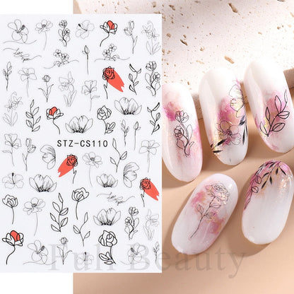 3D Christmas Sticker for Nails Cute Cartoon Sliders Snowflake Elk Xmas Tree Decal Gel Polisn Manicure Nail Art Decor SACA717-724