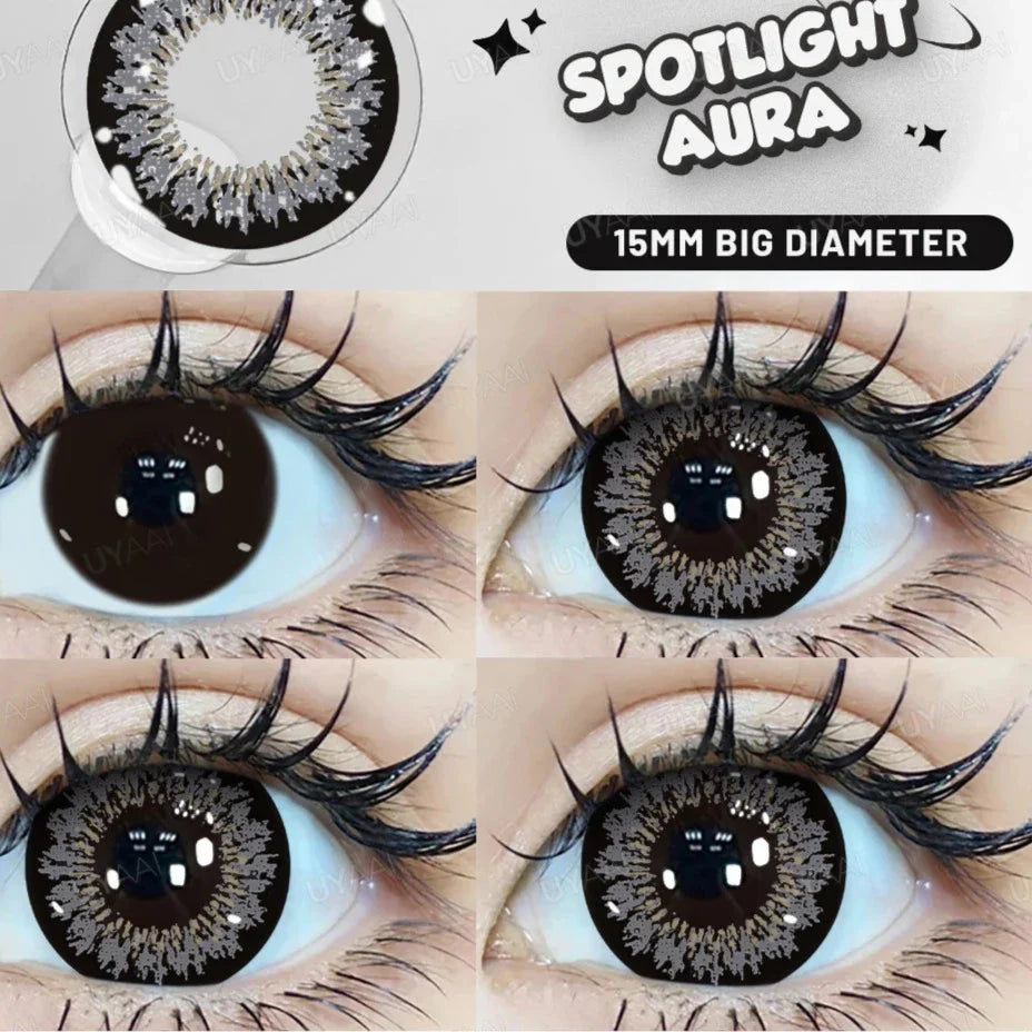 qgtao 15mm Big Diameter Black Lenses 14.5mm Lenses  Colored Contact Lenses for Eyes Big Eye Lenses Natural Look Lenses