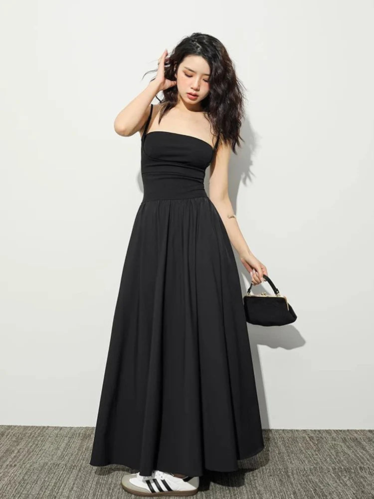 qgtao Sleeveless Backless Maxi Dress Women 2024 Y2K Elegant Sexy Outfits Ladies Black Long Dresses Birthday Party Club Sundress