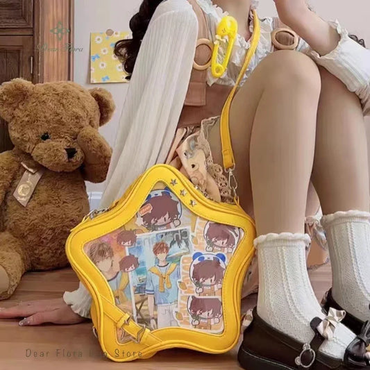 qgtao Y2K Ita Bag Backpack Popular Transparent School Bag Women's Sweet Chic Star Knapsack Display Autumn Bolsa Crossbody Shoulder Bag