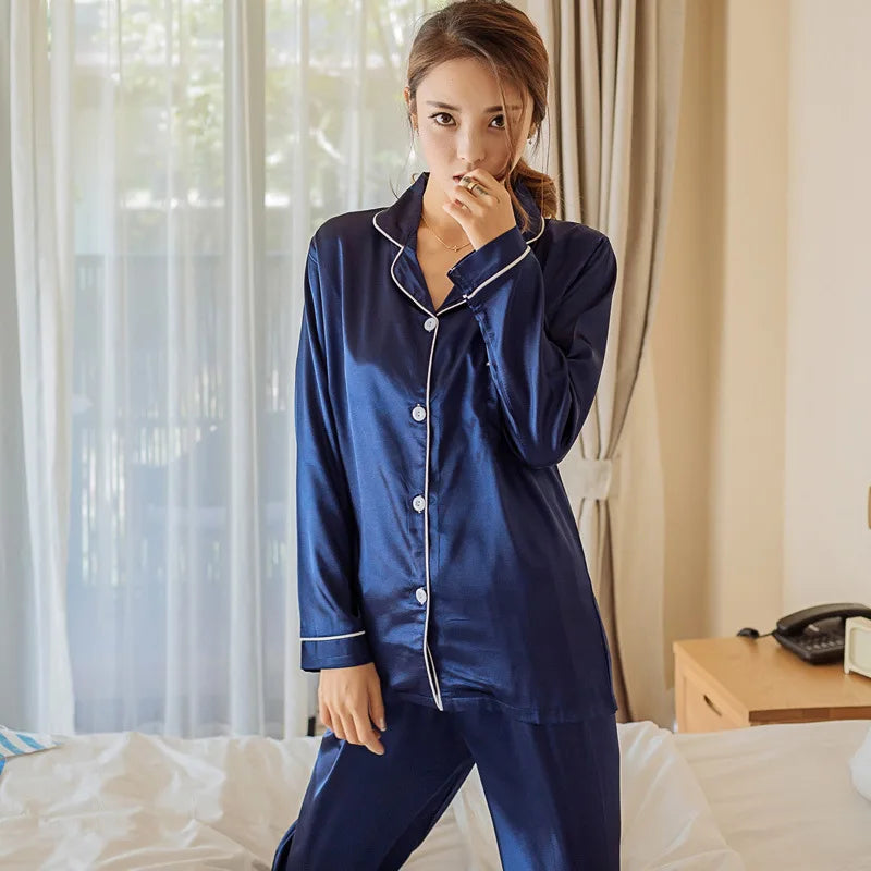 qgtao Womens Silk Satin Pajamas Pyjamas Set Sleepwear Pijama Pajamas Suit Female Sleep Silk Like Home Clothes 5XL Large Size Nightwear