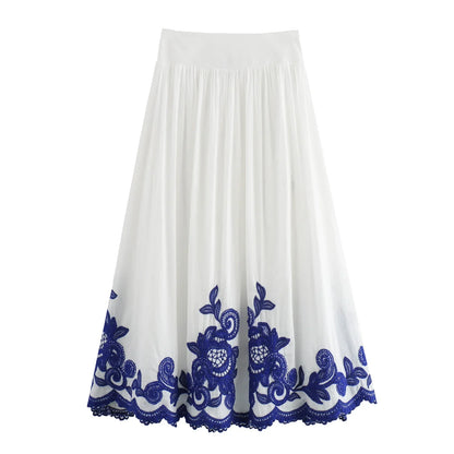 qgtao 2024 Women's Ethnic Embroidered Top Shirt Loose Elastic Waist Skirt Women's Clothing Sales Plus Size Women Clothing