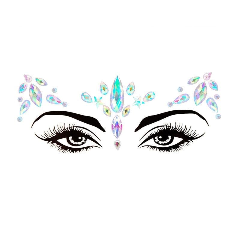 Face Festival Stickers 3D Eyebrow Diamond Temporary Tattoo Kids Show Makeup Halloween Party DIY Face Jewelry Tattoo Decoration