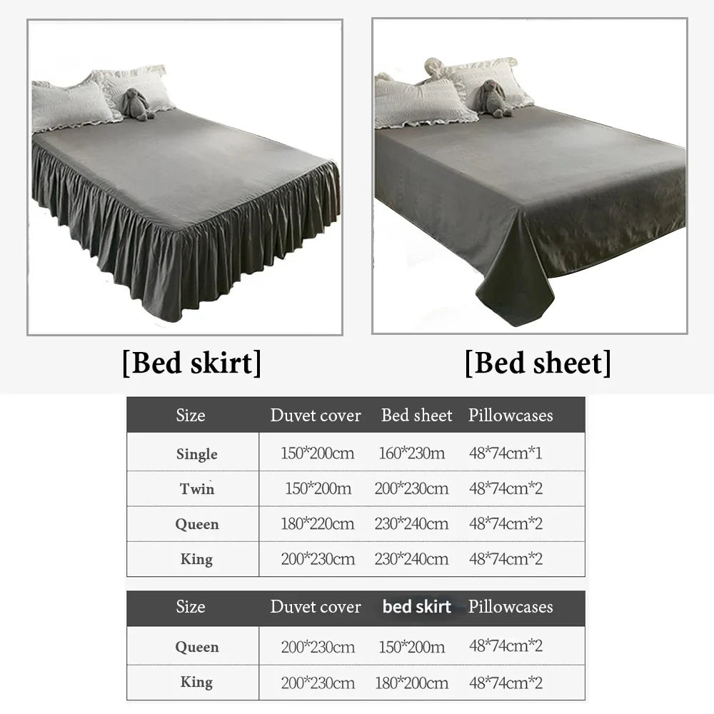 Yeknu Pink Ruffled Seersucker Duvet Cover Set 3/4pcs Soft Lightweight Down Alternative Grey Bedding Set with Bed Skirt and Pillowcases