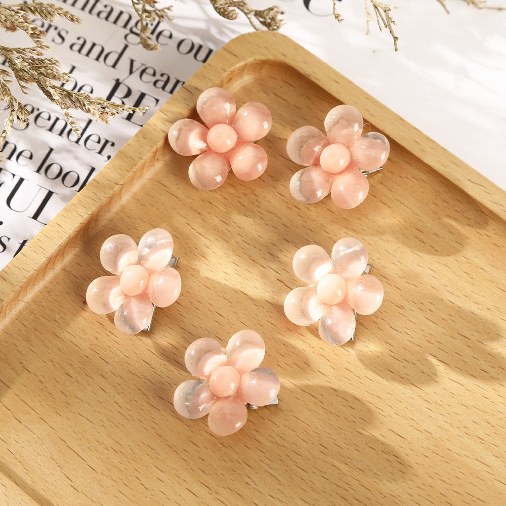 5pcs Girls Transparent Butterfly Pink Hairpin Children Fashion Heart-Shape Hair Clips Women Barrettes Headband Hair Accessories