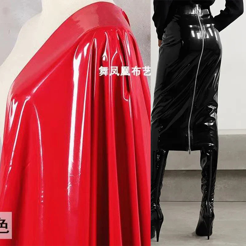 qgtao Women Patent Leather Full Zip Shiny Skirts Sexy Latex 3XL 4XL Plus Size Slim Skirt Lady High Waist Knee Length Midi Skirt Custom