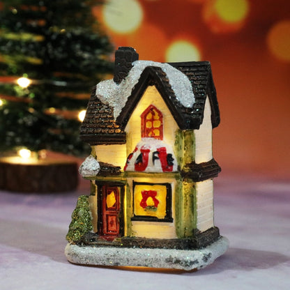 Christmas Decorations Holiday Village Set Lighted Xmas Village Houses with Figurines Small Christmas Scene Gift Home Ornament