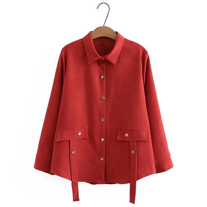 qgtao Plus Size Women's Clothing Long-Sleeved Shirt Button Version Spring And Autumn Solid Color Non-Stretch Cardigan Large Size Tops