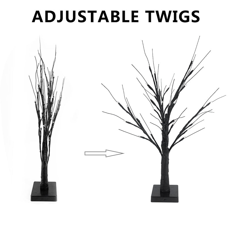 Halloween Decor LED Birch Tree Light Halloween Party Hanging Ornaments Tree Decorations for Home Table Kids Gift Christmas Lamp