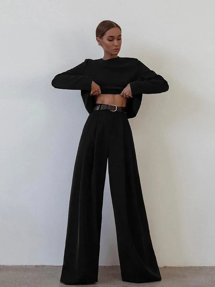 Mnealways18 Classic Wide Pants Floor-Length Pleated Loose Women Trousers Spring Wide Leg Pants Vintage Female Palazzo Pants 2024