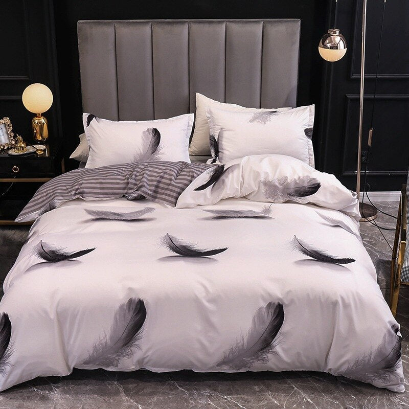 Yeknu New 3pcs Nordic Simple Marble Bedding Set Bedroom Single Double Premium Home Textile Comfortable Duvet Cover and Pillowcase