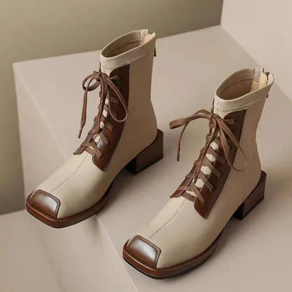qgtao Ankle Boots Women Chunky Leather Shoes Winter Fashion Shoes Woman 2024 Trend Goth Luxury Pumps Lace-up Brand Chelsea Botas Mujer
