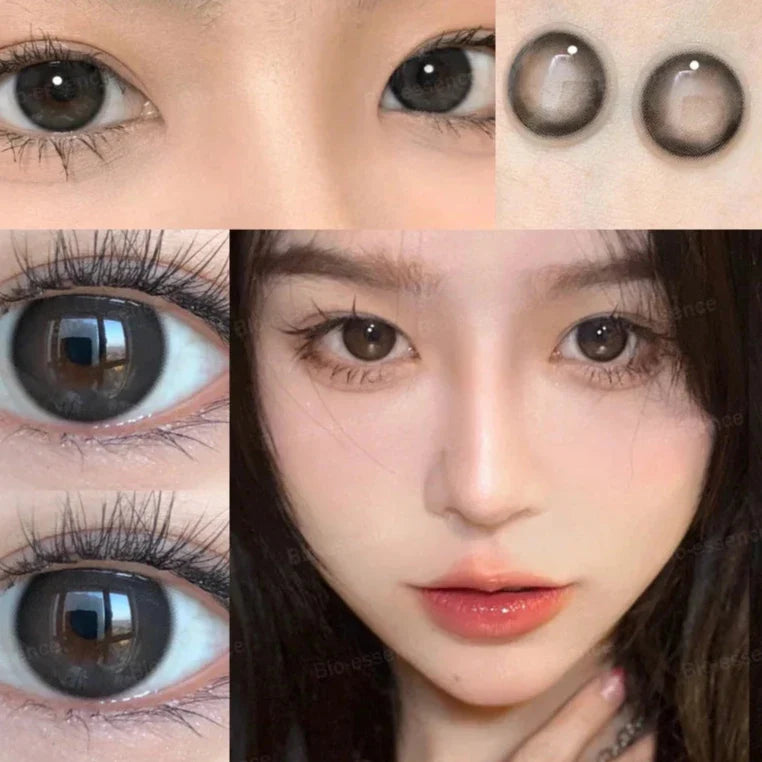 qgtao  1 Pair Dark Lenses Korean Style Colored Contact Lenses Myopia Lenses Black Lenses Fog Pearl Lens High Quality