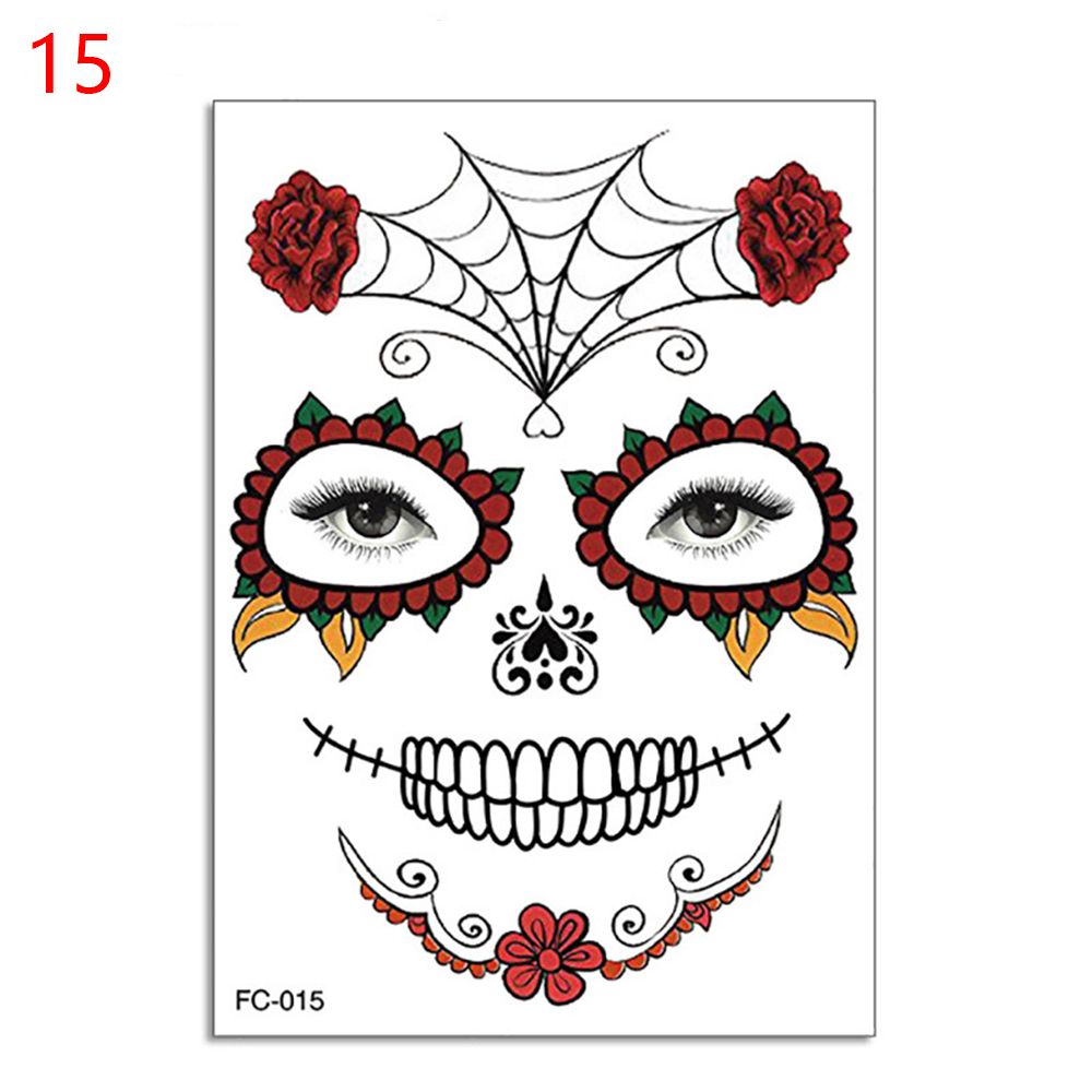 Waterproof Facial Makeup Sticker Special Face tattoo Day Of The Dead Skull Face Dress Up Halloween Temporary Tattoo Stickers