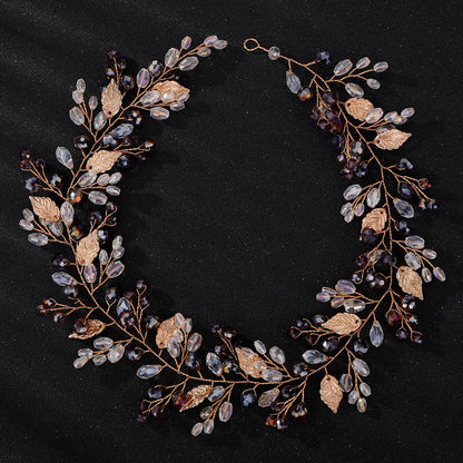 qgtao  -  Gold Alloy Crystal Bead Flower Headband Hair Accessories Tiaras Bridal Headwear Wedding Hair Jewelry Party Prom Headpiece