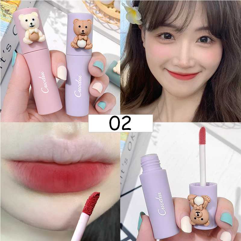 Velvet Matte Lipstick Blush Waterproof Long Lasting Cute Bear Lipgloss Non-Stick Cup Makeup Lip Tint Mud Cosmetic Makeup