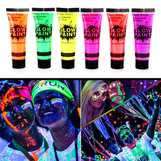 7 Colors luminiscent paint Face Body Art Paint UV Glow Fluorescent Glowing Halloween Party Fancy Dress Beauty Makeup Dark Paint