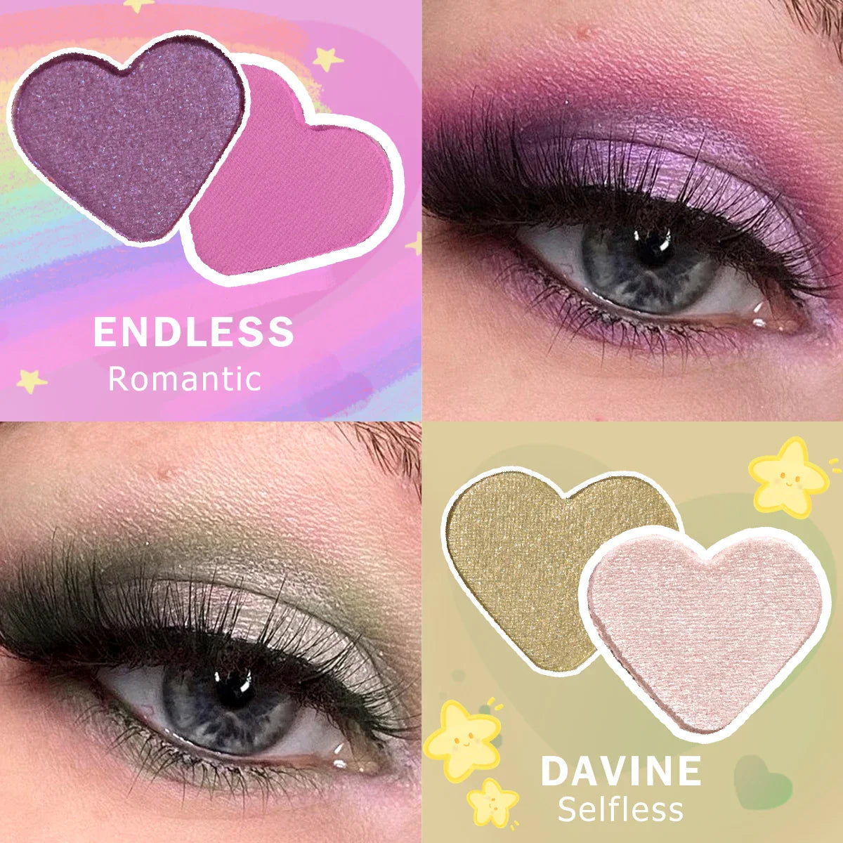 qgtao High Quality Cosmetic Gifts For Girlfriend On Anniversary Talc-Free Heart Eyeshadow Palette Shimmer Spring Eyeshadow Eye Makeup