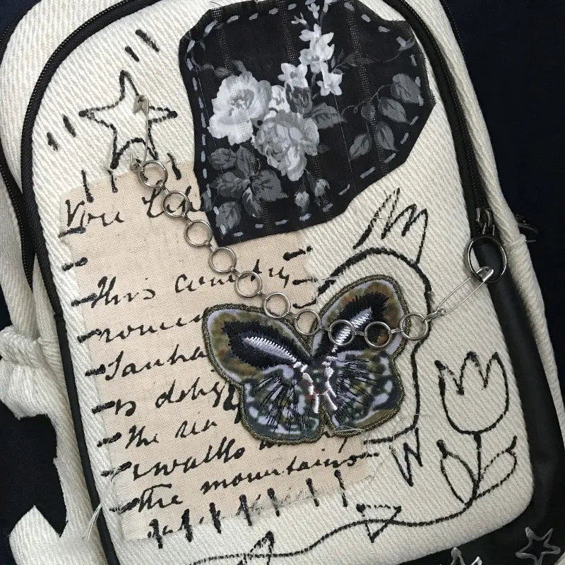 qgtao Y2k Womens Backpack Japanese Style Original Luxury School Backpacks Vintage Fashion Casual Chain Patchwork Aesthetic Bags