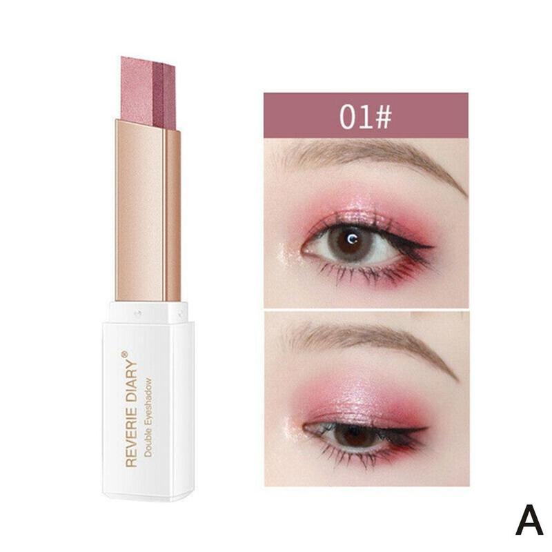 1Pcs Professional 2 In 1 Double Color Gradient Velvet Eye Shadow Stick Lazy Makeup Waterproof Lasting Shimmer Metallic Eyeshadow