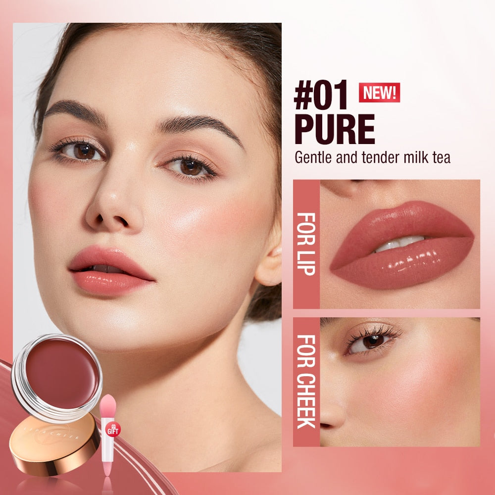 2 in 1 Lip Gloss 6 Colors Long Lasting Shine Waterproof Moisturizing Cosmetics For Lip & Cheek Makeup Lip Tint Lipstick