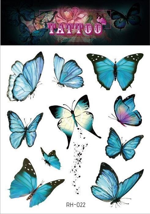 Fairy Butterfly Wings Shiny Tattoo Sticker Waterproof Eyes Face Hand Body Art Fake Tattoos Women Makeup Dance Music Festival