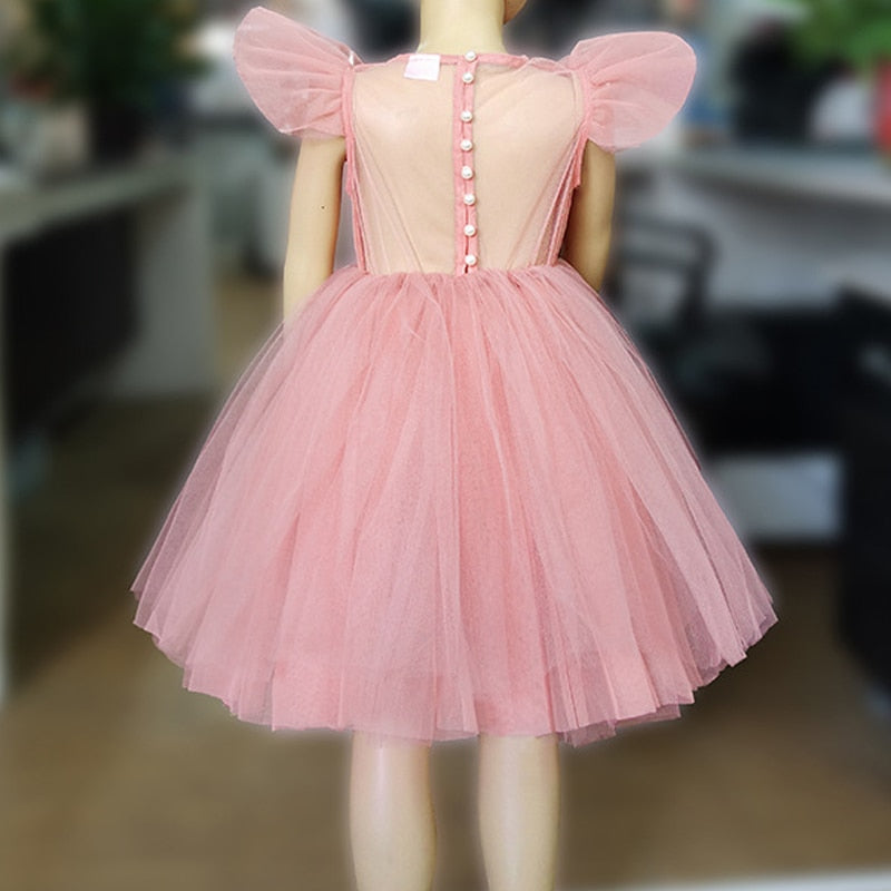 Teenage Girls Dress Children's Clothing Party Elegant Princess Long Tulle Baby Girls Kids Lace Wedding Ceremony Dresses