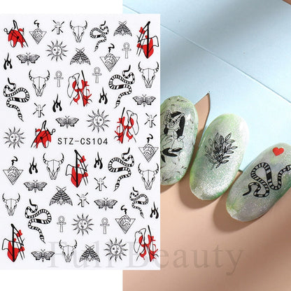 3D Christmas Sticker for Nails Cute Cartoon Sliders Snowflake Elk Xmas Tree Decal Gel Polisn Manicure Nail Art Decor SACA717-724
