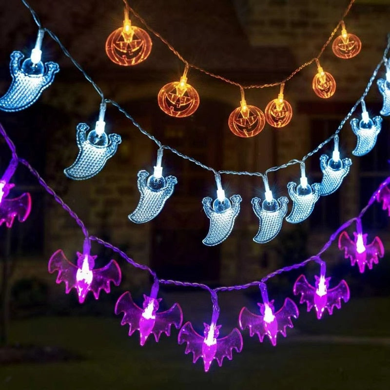 1.5M 10LED Halloween Led Light Pumpkin Bat Ghost String Lamp Hanging Ornament Happy Halloween Party Horror Decoration For Home