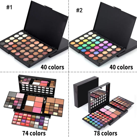 qgtao 40/74/78 Colors Glitter Eyeshadow Palette Matte Waterproof Long Lasting Pressed Powder Cosmetics Kit  Fashion Women MakeUp Tools